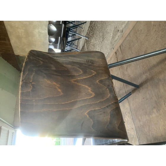 Image 1 of Paire de chaises industrielles vintage S30 en métal et bois pressé par Galvanitas pour Pagholz et Thurop SA, Allemagne 1967