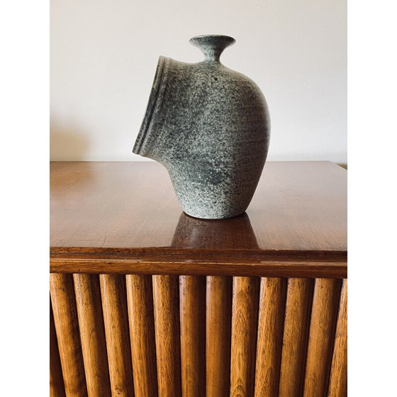Image 1 of Vase vintage en céramique verte organique, France 1960s