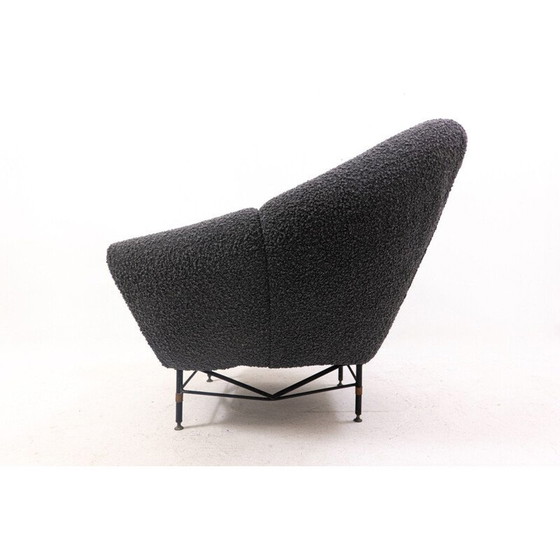 Image 1 of Fauteuil bouclette noir italien du milieu du siècle, 1950