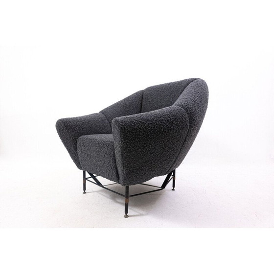 Image 1 of Fauteuil bouclette noir italien du milieu du siècle, 1950