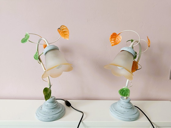 Image 1 of Paire De Lampes À Poser, Forme Tulipe