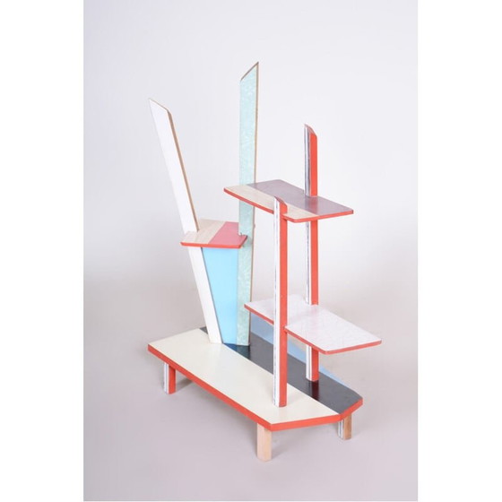 Image 1 of Porte-fleurs vintage en hêtre rouge et formica, Tchécoslovaquie 1950