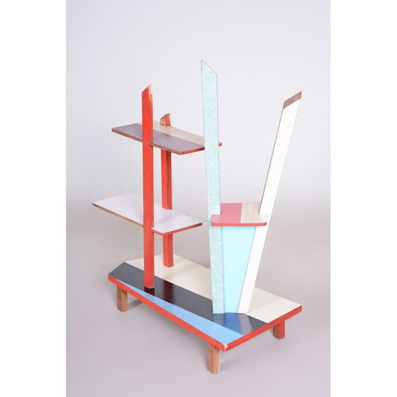 Image 1 of Porte-fleurs vintage en hêtre rouge et formica, Tchécoslovaquie 1950