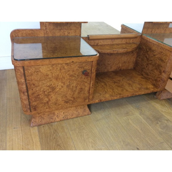 Image 1 of Table de toilette vintage en érable Art déco britannique, années 1930