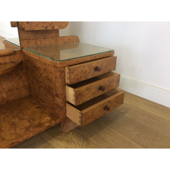 Image 1 of Table de toilette vintage en érable Art déco britannique, années 1930