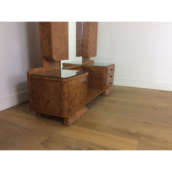 Image 1 of Table de toilette vintage en érable Art déco britannique, années 1930