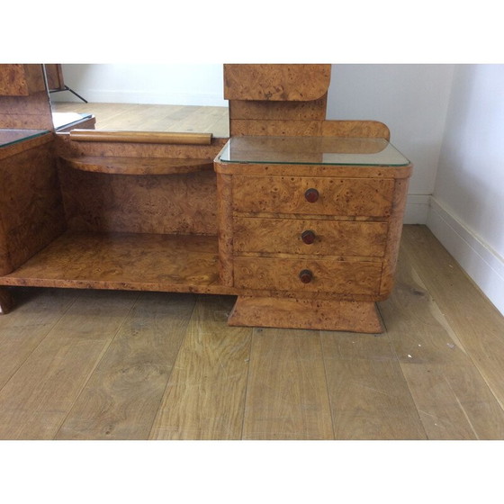 Image 1 of Table de toilette vintage en érable Art déco britannique, années 1930