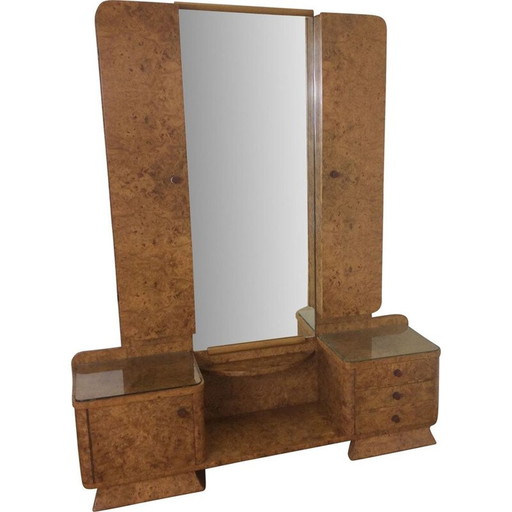 Table de toilette vintage en érable Art déco britannique, années 1930