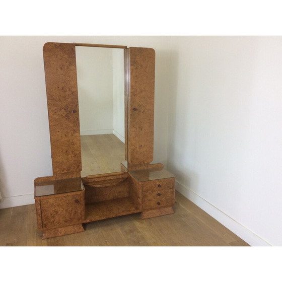 Image 1 of Table de toilette vintage en érable Art déco britannique, années 1930