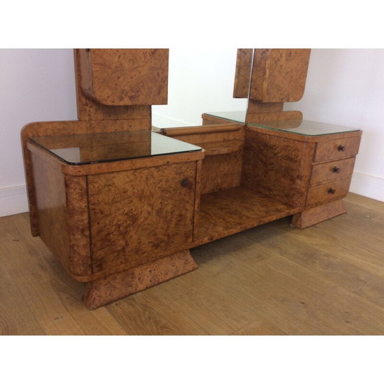 Image 1 of Table de toilette vintage en érable Art déco britannique, années 1930