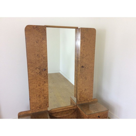 Image 1 of Table de toilette vintage en érable Art déco britannique, années 1930