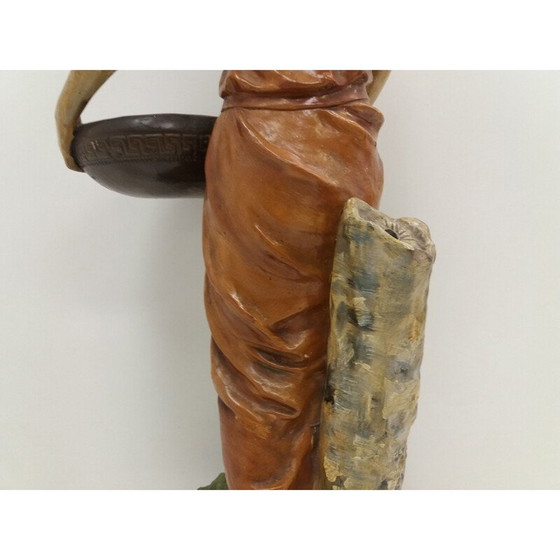 Image 1 of Statue vintage d'une fille en argile Art Déco, Tchécoslovaquie 1930