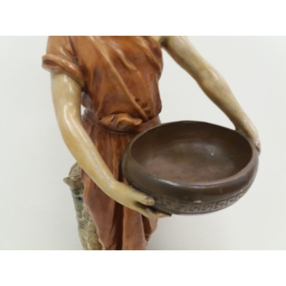 Image 1 of Statue vintage d'une fille en argile Art Déco, Tchécoslovaquie 1930