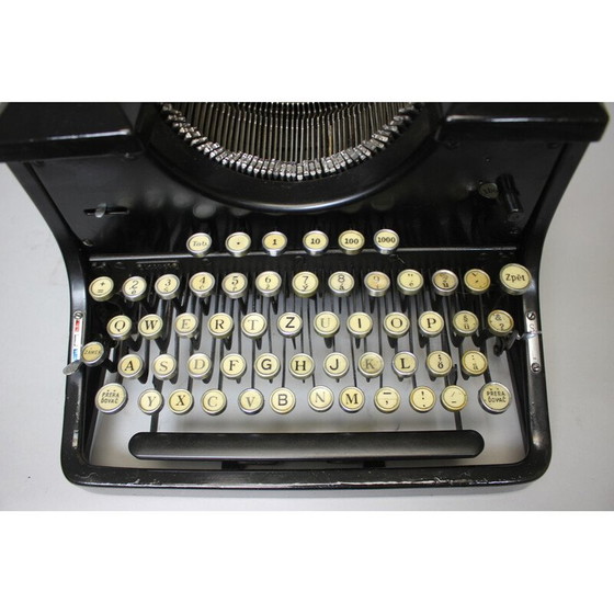 Image 1 of Machine à écrire vintage en métal, acier, chrome et tissu, Allemagne 1915