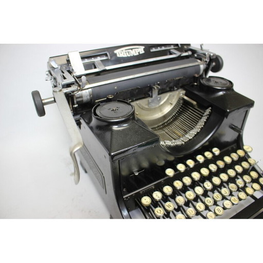 Machine à écrire vintage en métal, acier, chrome et tissu, Allemagne 1915