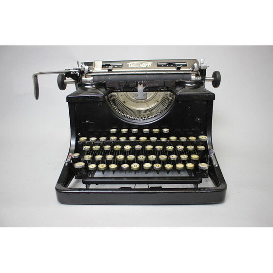 Image 1 of Machine à écrire vintage en métal, acier, chrome et tissu, Allemagne 1915