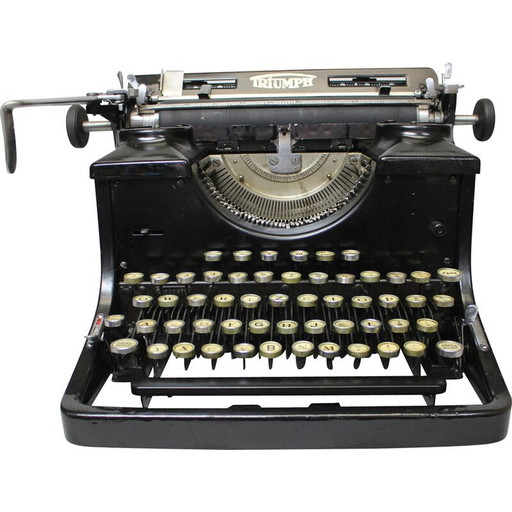 Machine à écrire vintage en métal, acier, chrome et tissu, Allemagne 1915