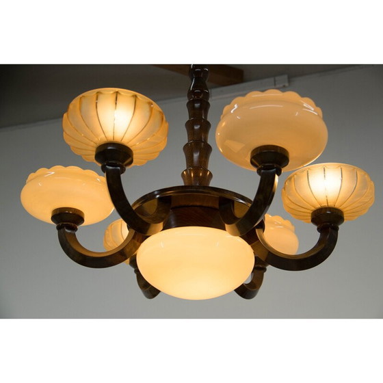 Image 1 of Lustre vintage en bois laqué, 1920