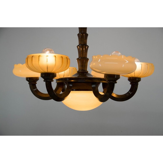 Image 1 of Lustre vintage en bois laqué, 1920