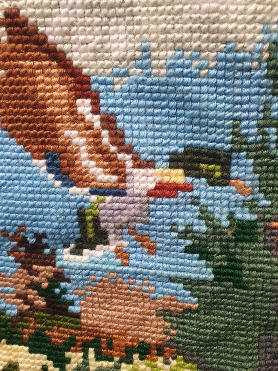 Image 1 of 2092 Broderie au point de croix avec paysage et canards