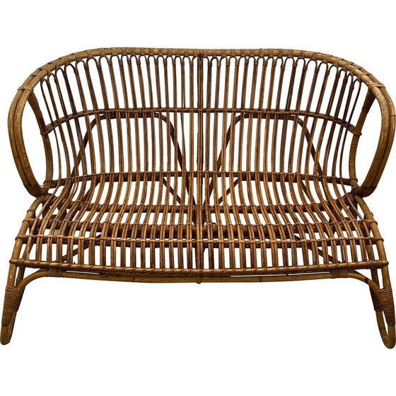 Image 1 of Banc vintage en rotin, France 1950