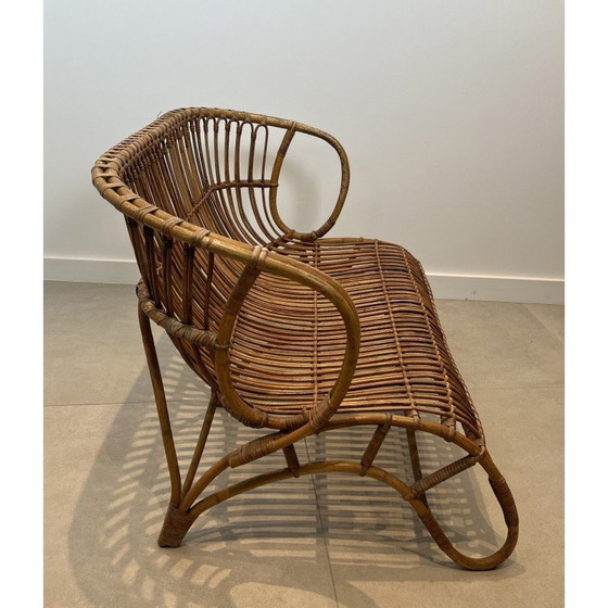 Image 1 of Banc vintage en rotin, France 1950