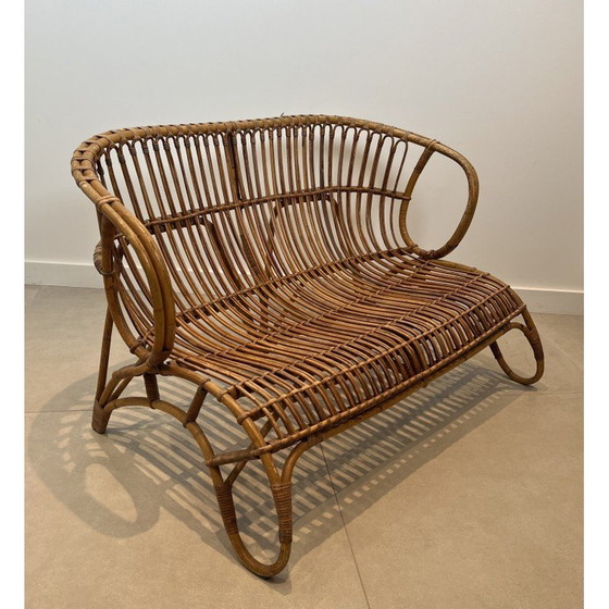 Image 1 of Banc vintage en rotin, France 1950