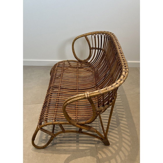 Image 1 of Banc vintage en rotin, France 1950