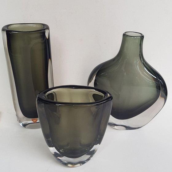 Image 1 of 3X Vases par Nils Landberg pour Orrefors, 1950S