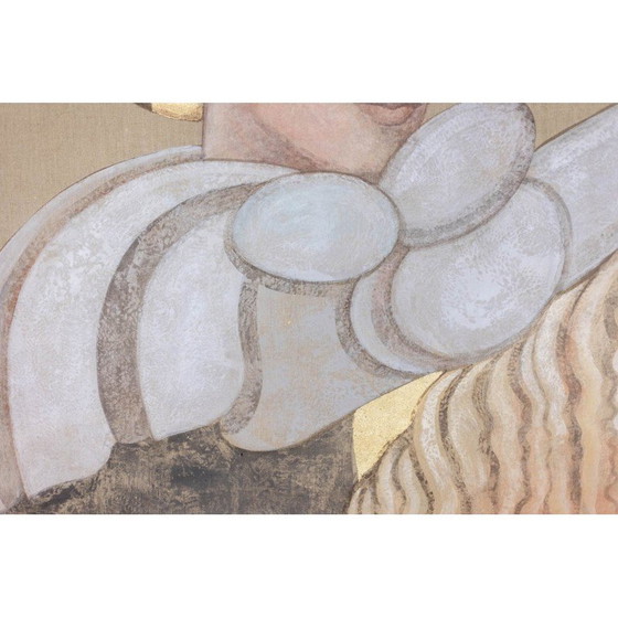 Image 1 of Peinture vintage représentant un visage, France