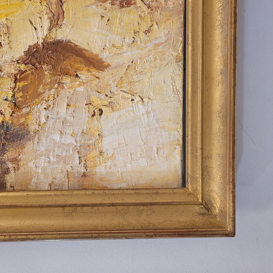 Image 1 of Huile sur toile vintage "Village alsacien" par E. Ritter, France