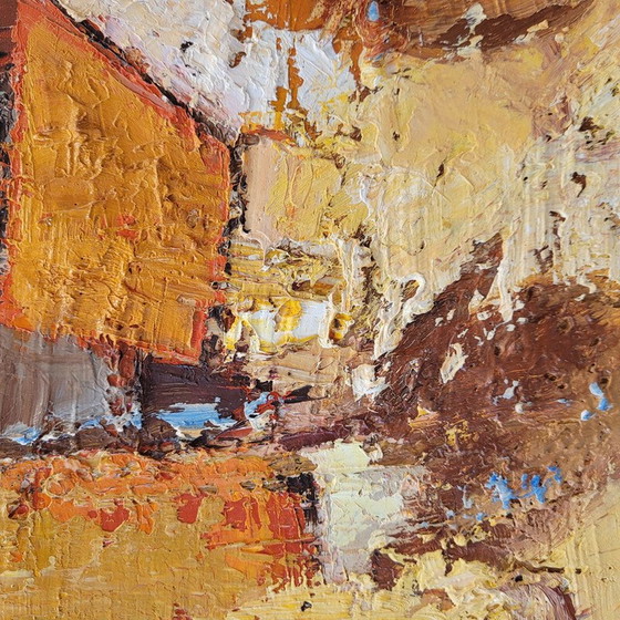 Image 1 of Huile sur toile vintage "Village alsacien" par E. Ritter, France