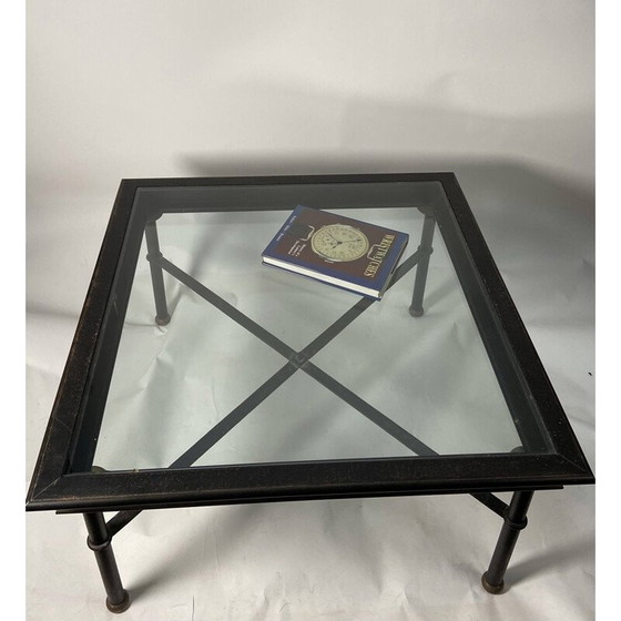 Image 1 of Table basse vintage en verre et métal