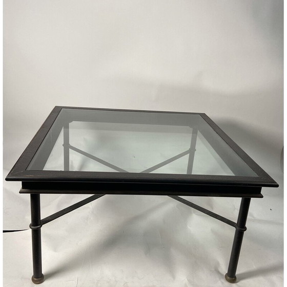 Image 1 of Table basse vintage en verre et métal