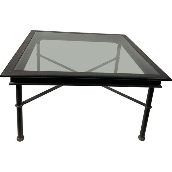 Image 1 of Table basse vintage en verre et métal