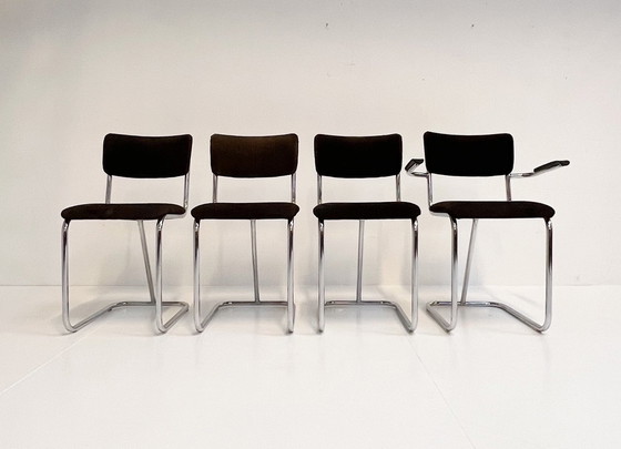 Image 1 of Ensemble de chaises design en métal de style Gispen (4), 1970's