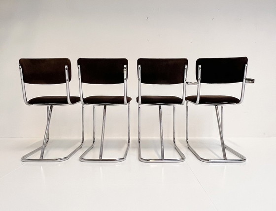 Image 1 of Ensemble de chaises design en métal de style Gispen (4), 1970's