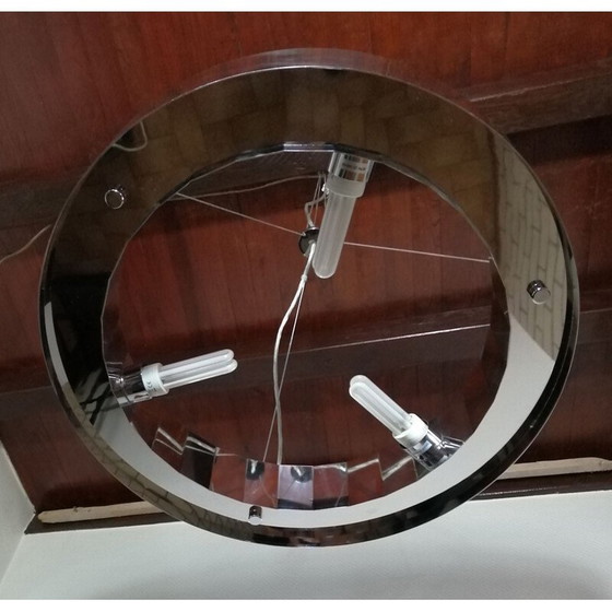 Image 1 of Lampe suspendue ronde en métal chromé