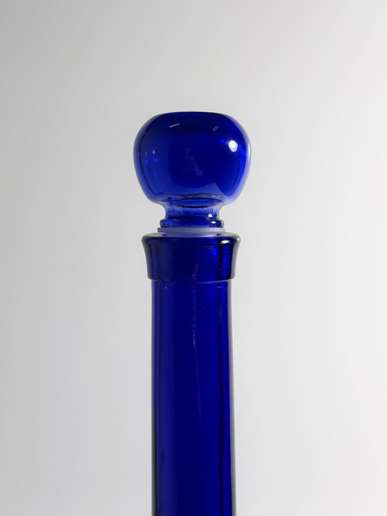 Image 1 of Cobalt Bleu Décanteur Vintage 80Er 90Er Bleu outremer Postmodern Art Deco Revival Carafe Bouchon Vase