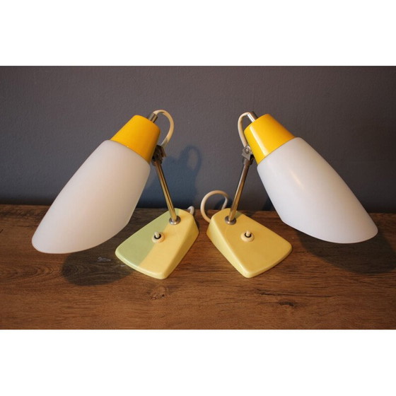 Image 1 of Paire de lampes vintage en porcelaine, métal et verre par Kamenický Šenov, Tchécoslovaquie 1960