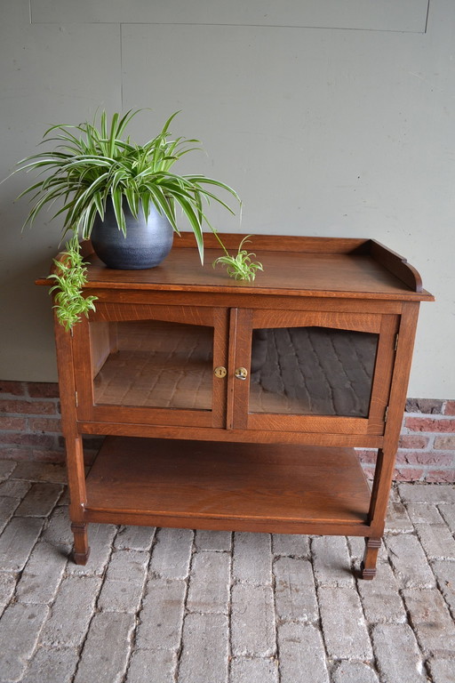 Ancienne armoire à thé Art Déco en bois de chêne.