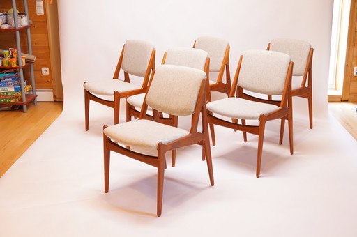 6x Arne Vodder Ella Chaises de salle à manger