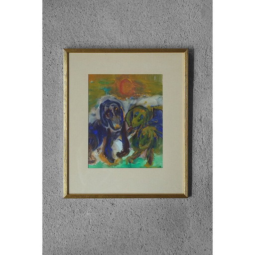 Gouache vintage de Frideborg Bryth, 1961