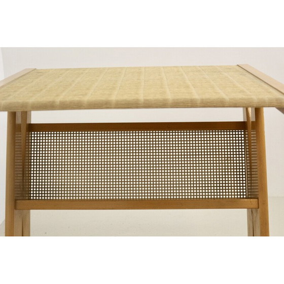 Image 1 of Table de service vintage en métal, chêne et rotin pour Jullian, France 1960
