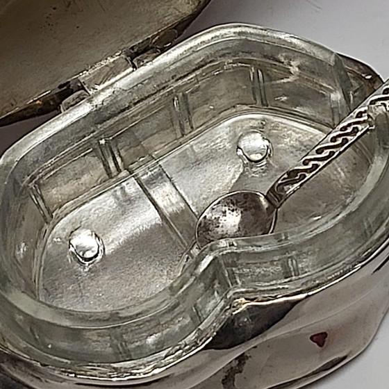 Image 1 of Magnifique escargot, salière en argent plaqué avec cuillère miniature en argent 925.