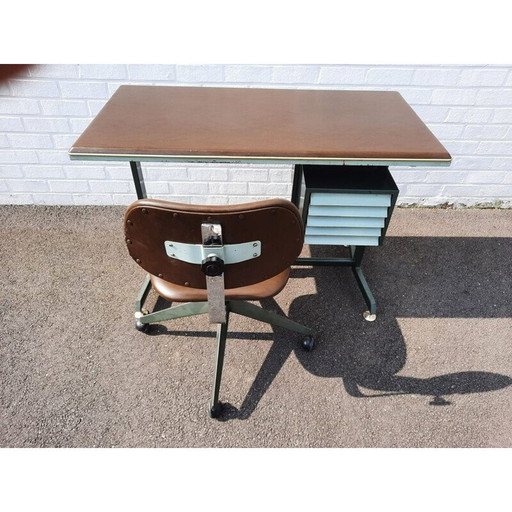 Ensemble bureau et chaise vintage, italien, années 1950