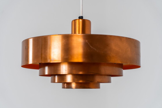 Image 1 of Lampe suspendue "Roulette" en cuivre par Jo Hammerborg pour Fog & Mørup (Danemark, années 1960).