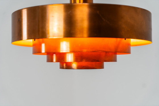 Image 1 of Lampe suspendue "Roulette" en cuivre par Jo Hammerborg pour Fog & Mørup (Danemark, années 1960).