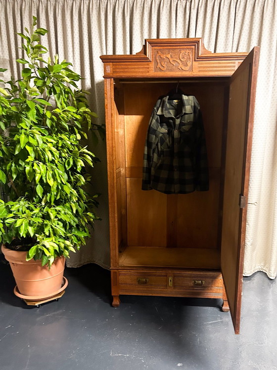 Image 1 of Armoire Art Nouveau Avec Tringle à Penderie Porte Miroir