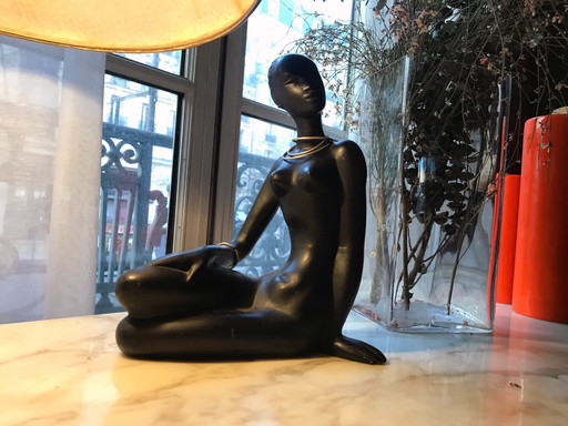 Grande Sculpture Africaniste • Céramique Vintage • Marc Henri • 1950